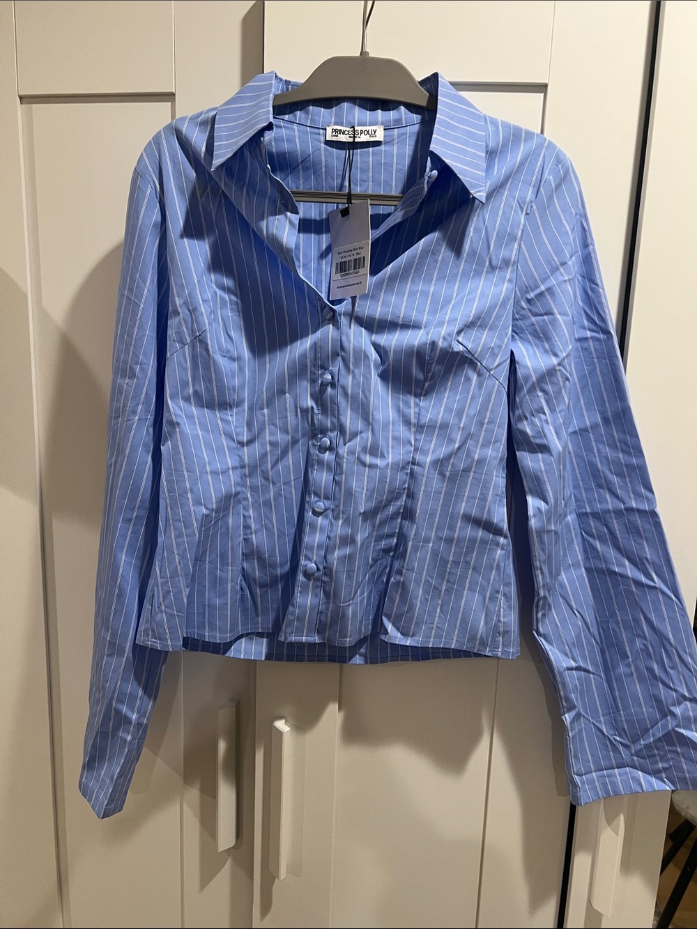 Princess Polly Blue Pinstripe Button Down Shirt